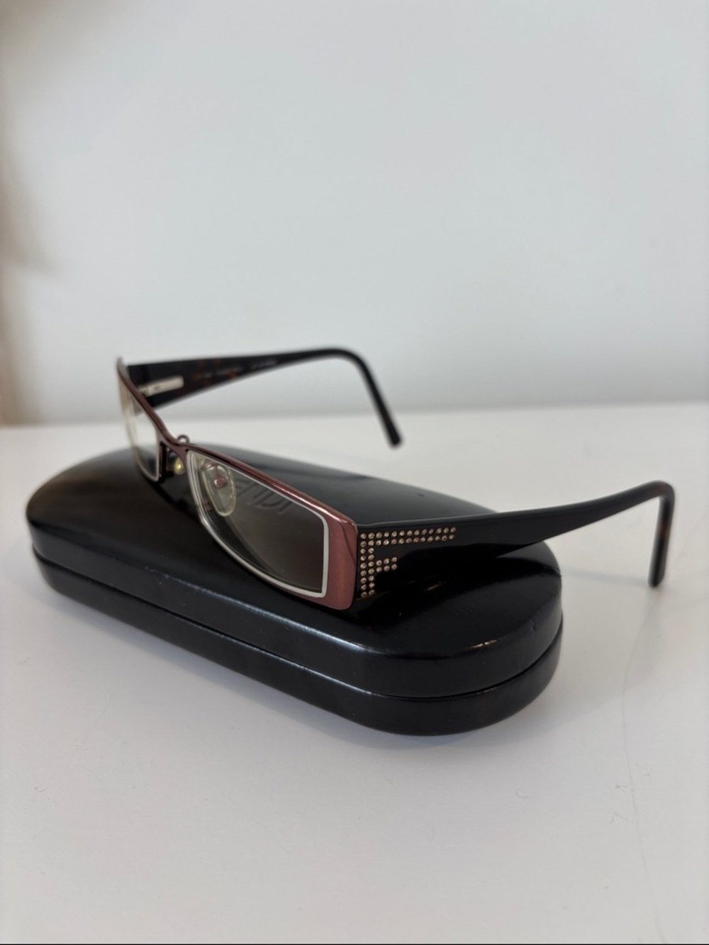 Fendi F602R glasses Copper Brown frames Crystals sides EYEGLASSES 52-16-135